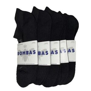 BOMBAS Socks Men's L 9.5-13 Black Gray Ankle Logo NEW Lot Of 5